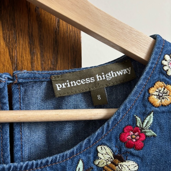 NWOT Princess Highway Size Small Denim Blue Floral Embroidered Mini Dress - Picture 4 of 5